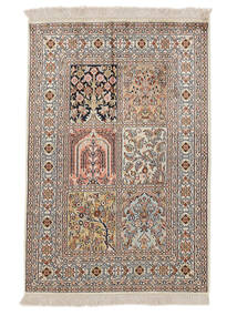 64X93 Kashmir Ren Silke Teppe Orientalsk Brun/Mørk Grå (Silke, India) Carpetvista