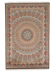  125X187 Kashmir Pure Silk Rug Brown/Dark Red India Carpetvista