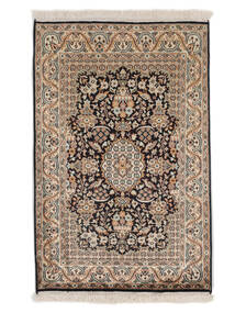 63X95 絨毯 オリエンタル カシミール ピュア シルク 茶色/ブラック (絹, インド) Carpetvista
