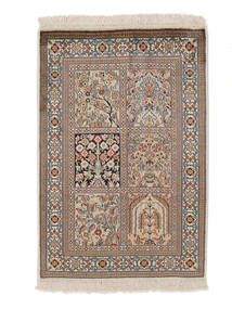 64X95 Kaschmir Reine Seide Teppich Orientalischer Braun/Beige (Seide, Indien) Carpetvista