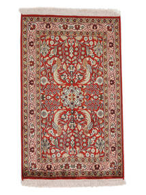 61X98 Kashmir Pure Silk Rug Oriental Dark Red/Brown (Silk, India) Carpetvista