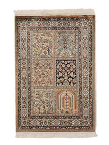絨毯 カシミール ピュア シルク 65X94 茶色/ブラック (絹, インド)
