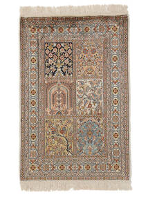 絨毯 オリエンタル カシミール ピュア シルク 63X94 茶色/ベージュ (絹, インド)