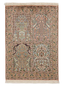  Kashmir Pure Silk Rug 64X91 Silk Brown/Beige Small Carpetvista