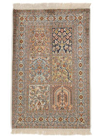  Kashmir Pure Silk Rug 63X98 Silk Brown/Beige Small Carpetvista