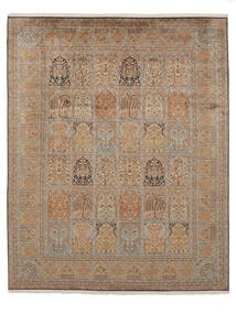 246X306 絨毯 オリエンタル カシミール ピュア シルク 茶色/オレンジ (絹, インド) Carpetvista