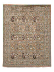 244X312 絨毯 オリエンタル カシミール ピュア シルク 茶色/オレンジ (絹, インド) Carpetvista