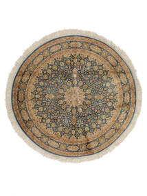絨毯 オリエンタル カシミール ピュア シルク Ø 123 ラウンド 茶色/ブラック (絹, インド)