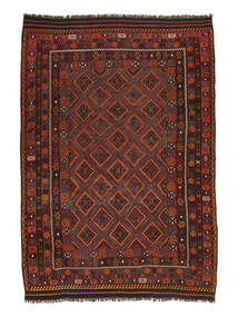  Afghan Vintage Kelim Matot 280X409 Vintage Villamatto Musta/Tummanpunainen Suuri Matto Carpetvista