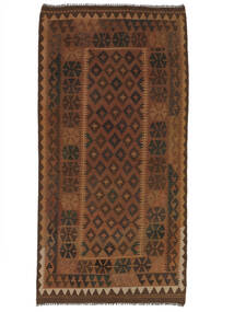Alfombra Oriental Afghan Vintage Kilim 99X204 Negro/Marrón (Lana, Afganistán)