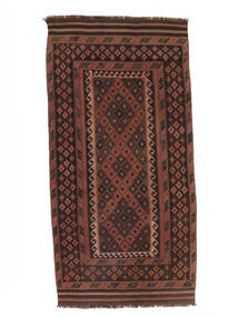 Afghan Vintage Kelim Teppe 98X198 Svart/Mørk Rød Ull, Afghanistan Carpetvista
