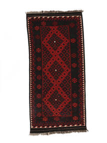  96X204 Afghan Vintage Kelim Matot Matto Musta/Tummanpunainen Afganistan Carpetvista