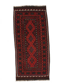 Alfombra Afghan Vintage Kilim 98X210 Negro/Rojo Oscuro (Lana, Afganistán)