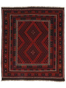  Afghan Βιντάζ Κιλίμ Χαλι 256X298 Vintage Μαλλινο Μαύρα/Σκούρο Κόκκινο Μεγάλο Carpetvista