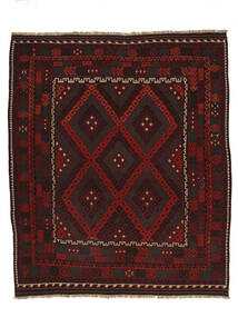  Afghan Vintage Kilim Rug 257X298 Vintage Wool Black/Dark Red Large Carpetvista