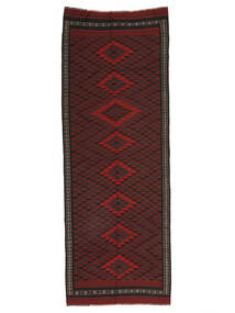 138X370 絨毯 アフガン ヴィンテージ キリム オリエンタル 廊下 カーペット ブラック/ダークレッド (ウール, アフガニスタン) Carpetvista