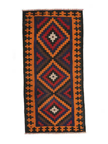 Afghan Vintage Kelim Teppe 128X265 Svart/Mørk Rød Ull, Afghanistan Carpetvista