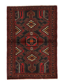 絨毯 ペルシャ ハマダン 107X155 ブラック/ダークレッド (ウール, ペルシャ/イラン)