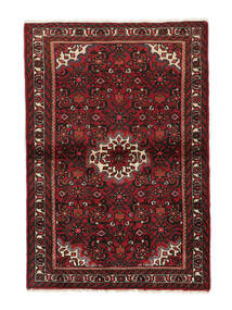 102X147 絨毯 ホセイナバード オリエンタル ブラック/ダークレッド (ウール, ペルシャ/イラン) Carpetvista