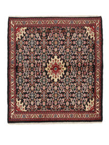 絨毯 ペルシャ ホセイナバード 120X132 ブラック/ダークレッド (ウール, ペルシャ/イラン)