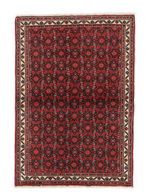  Perzisch Hosseinabad Vloerkleed 97X138 Zwart/Donkerrood Carpetvista