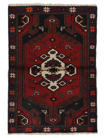  Orientalsk Hamadan Teppe 102X148 Svart/Mørk Rød Ull, Persia/Iran Carpetvista