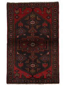 Dywan Orientalny Hamadan 101X159 Czarny/Ciemnoczerwony (Wełna, Persja/Iran)