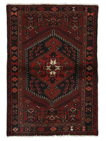 99X142 Dywan Hamadan Orientalny Czarny/Ciemnoczerwony (Wełna, Persja/Iran) Carpetvista