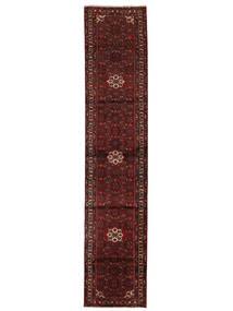 絨毯 オリエンタル ホセイナバード 83X401 廊下 カーペット ブラック/ダークレッド (ウール, ペルシャ/イラン)