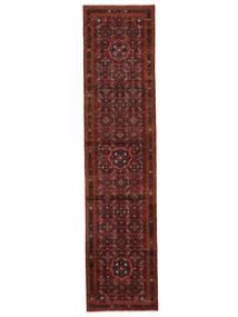 94X398 絨毯 オリエンタル ホセイナバード 廊下 カーペット ブラック/ダークレッド (ウール, ペルシャ/イラン) Carpetvista