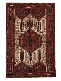  Persischer Hamadan Teppich 133X203 Schwarz/Dunkelrot (Wolle, Persien/Iran)