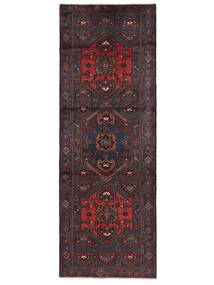  Persischer Hamadan Teppich 107X304 Läufer Schwarz/Dunkelrot (Wolle, Persien/Iran)