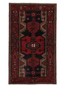 129X217 Alfombra Hamadan Oriental Negro/Rojo Oscuro (Lana, Persia/Irán) Carpetvista