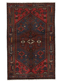 131X205 Χαλι Hamadan Ανατολής Μαύρα/Σκούρο Κόκκινο (Μαλλί, Περσικά/Ιρανικά) Carpetvista