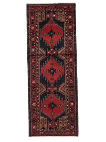  Persischer Hamadan Teppich 108X289 Läufer Schwarz/Dunkelrot (Wolle, Persien/Iran)