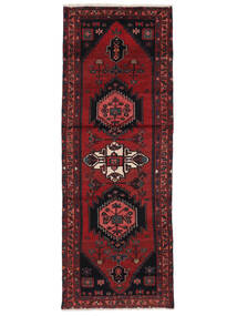  Persischer Hamadan Teppich 107X292 Läufer Schwarz/Dunkelrot (Wolle, Persien/Iran)