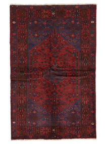 132X208 Alfombra Hamadan Oriental Negro/Rojo Oscuro (Lana, Persia/Irán) Carpetvista