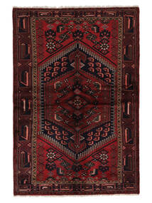 131X192 Tapete Oriental Hamadã Preto/Vermelho Escuro (Lã, Pérsia/Irão) Carpetvista