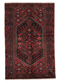  Persischer Hamadan Teppich 130X198 Schwarz/Dunkelrot (Wolle, Persien/Iran)