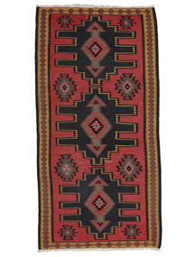 Alfombra Kilim Vintage 106X209 Rojo Oscuro/Negro (Lana, Persia/Irán)