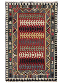 Koberec Perský Kelim Vintage 154X232 Černá/Tmavě Červená (Vlna, Persie/Írán)