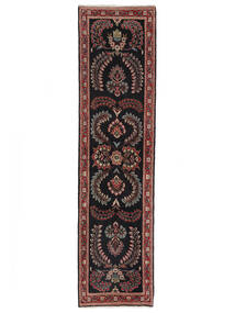 65X253 Sarough Vloerkleed Oosters Tapijtloper Zwart/Donkerrood (Wol, Perzië/Iran) Carpetvista
