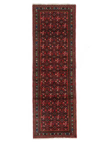 絨毯 ホセイナバード 75X232 廊下 カーペット ブラック/ダークレッド (ウール, ペルシャ/イラン)