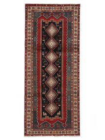 Dywan Orientalny Afszar 98X236 Chodnikowy Czarny/Ciemnoczerwony (Wełna, Persja/Iran)