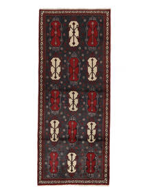 105X255 Dywan Afszar Orientalny Chodnikowy Czarny/Ciemnoczerwony (Wełna, Persja/Iran) Carpetvista