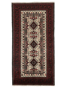 絨毯 バルーチ 100X200 ブラック/茶色 (ウール, ペルシャ/イラン)