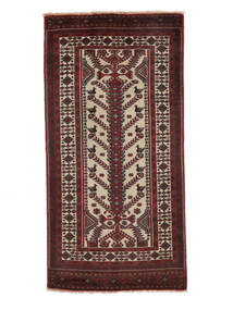 90X182 絨毯 オリエンタル バルーチ 廊下 カーペット ブラック/茶色 (ウール, ペルシャ/イラン) Carpetvista