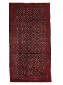 絨毯 バルーチ 100X185 ブラック/ダークレッド (ウール, ペルシャ/イラン)