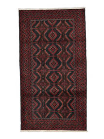 絨毯 バルーチ 100X178 黒/深紅色の (ウール, ペルシャ/イラン)