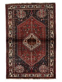  Persischer Shiraz Teppich 108X163 Schwarz/Dunkelrot (Wolle, Persien/Iran)